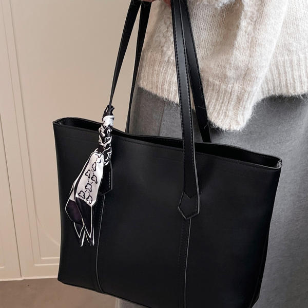 Women’s PU Leather Tote Bag – Korean Style Medium Handbag with Soft Handle
