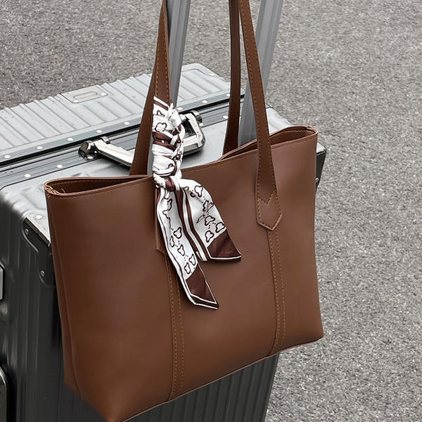 Women’s PU Leather Tote Bag – Korean Style Medium Handbag with Soft Handle