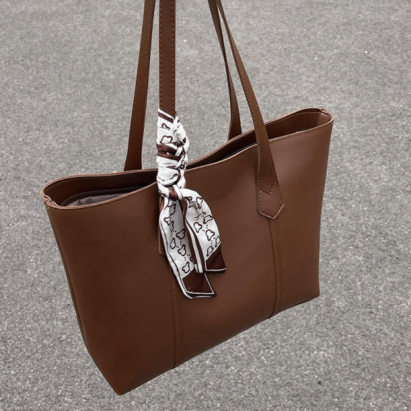 Women’s PU Leather Tote Bag – Korean Style Medium Handbag with Soft Handle