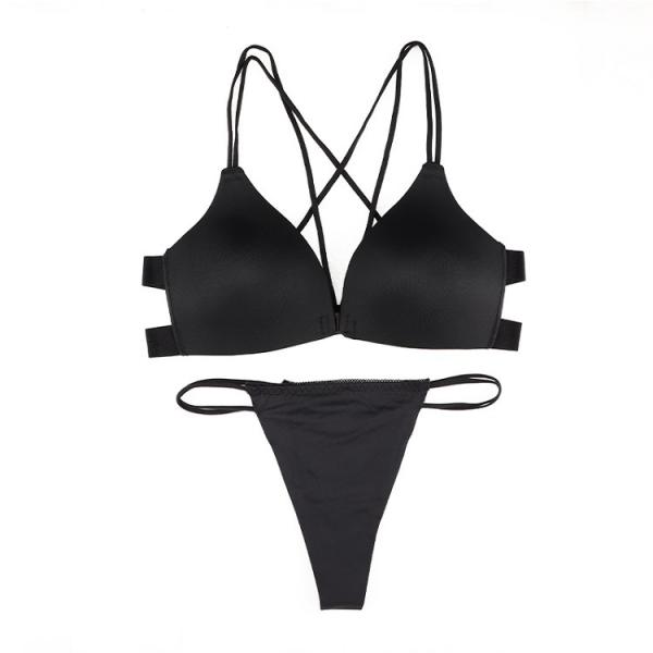 Strappy Lace Bra and Panty Set – Sexy Hollow Two Piece Lingerie for Women