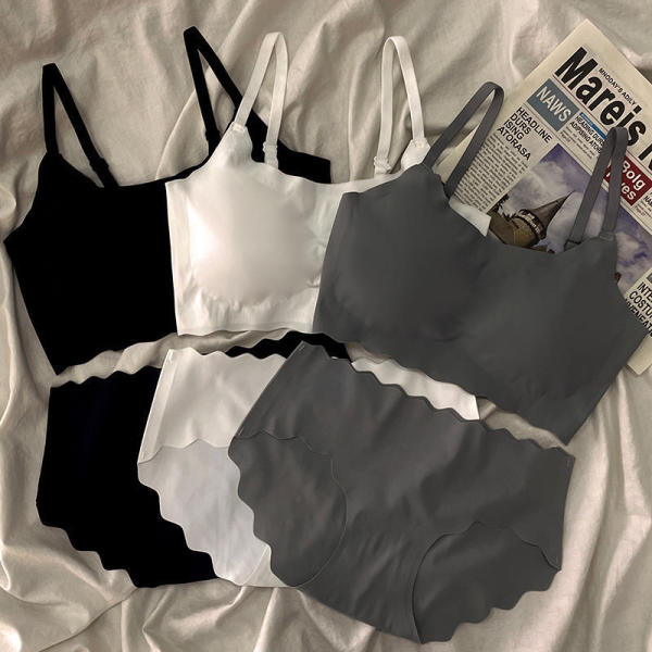 Women’s Seamless Bra and Panty Set – Cotton Padded Camisole with Adjustable Straps