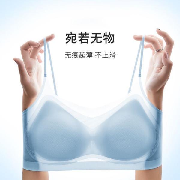 Women’s Ice Silk Seamless Bra – Wireless Gathered Lingerie with Beautiful Back, Thin, Plus Size, Summer Comfort