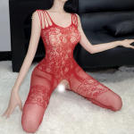 Women’s Lace Lingerie Bodysuit Set – Sheer Teddy with Stockings & Accessories