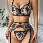 Women’s Erotic Lace Embroidery Lingerie Set – Sexy Bra & Panty Nightwear