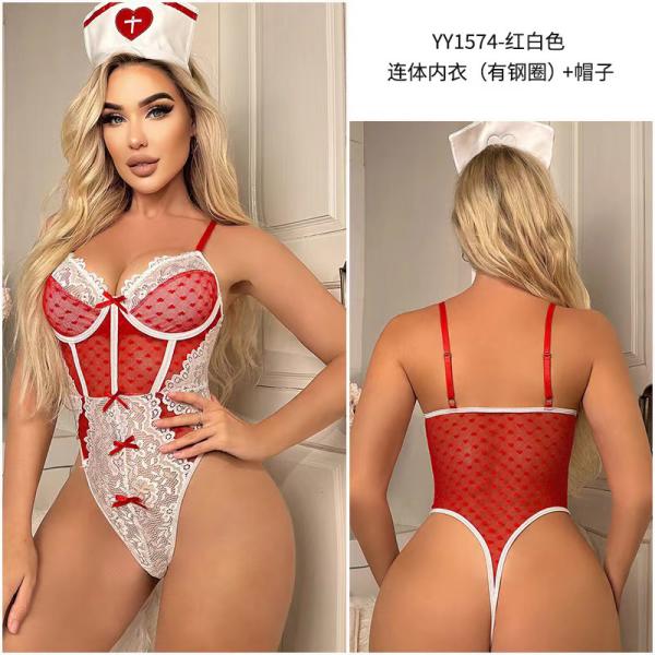 Women’s Erotic Nurse Costume – Sexy Lace Roleplay Lingerie Outfit with Hat