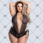 Women’s Plus Size Lace Bodysuit – Sheer See-Through Sexy Lingerie Nightdress