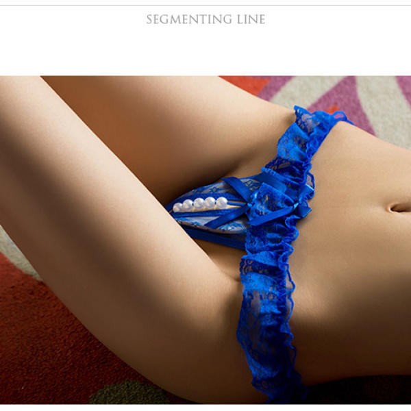 Women’s Sexy Lace Thong – Sheer Low Waist Crotchless Panties with Cut-Out Design